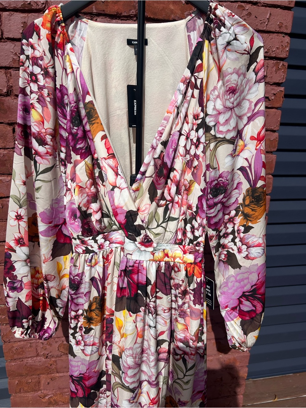 Express Floral Maxi Dress - Cream, Pink, Purple, Orange